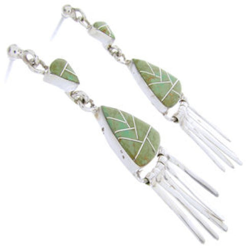 Southwestern Turquoise Sterling Silver Post Dangle Earrings AW68494